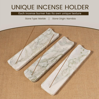 Koville Marble Incense Holder, Incense Holder for Sticks, Incense Sticks Holder Ash Catcher for Meditation Yoga SPA, Natural Stone Incense Burner, Home Table Decor (Green)