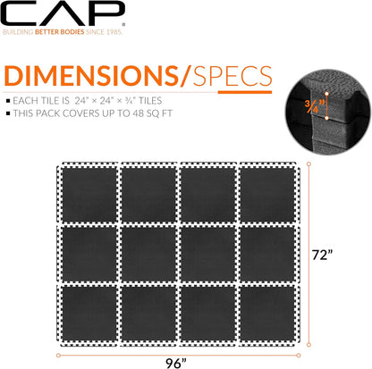 CAP Puzzle Exercise Mats | 3/4” Thick EVA Interlocking Foam Tiles for Home Gym Flooring | Multiple Options
