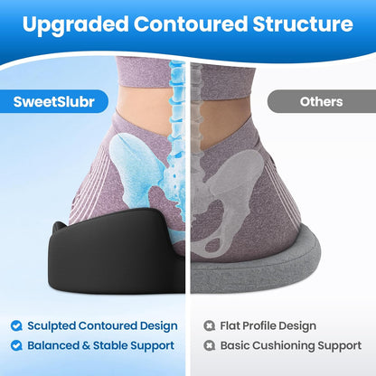 SweetSlubr Large Donut Pillow Seat Cushion for Hemorrhoid Discomfort&Tailbone Pressure, Office Chair Cushion for Long Sitting, Ergonomic Coccyx Pillow for Postpartum Pregnancy, Lifting Cushions, Black