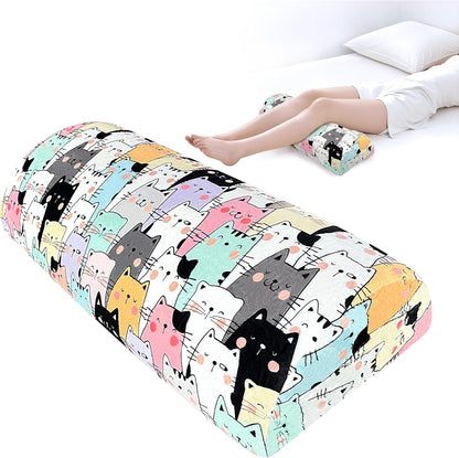 Knee Pillow for Back Sleeping – Half Moon Bolster Pillow for Under Knee While Sleeping Support, Leg & Back Pain Relief (21.5x9x5 Inches)