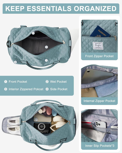 Gym Bag Womens Mens with Shoes Compartment and Wet Pocket Travel Duffel Bag for Women for Plane Sport Gym Tote Bags Swimming Yoga Waterproof Weekend Overnight Carry on Bag Hospital Holdalls - Colors A