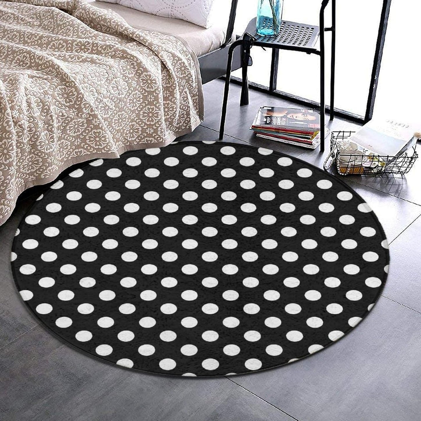 Soft Round Yoga Carpet, Large Home Decor Mat, Non-Slip Machine Washable Kitchen Office Circle Rug Compatible with Cool Norse Viking Vegvisir Runic Compass