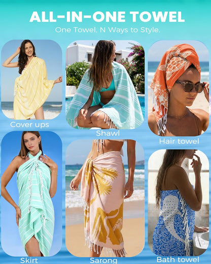 Turkish Beach Towels Vacation Essentials Yoga Blanket Pool Workout Towel Oversized Sand Free Quick Dry Lightweight Meditation Supplies Mat Cover Surf Boat River Float Accessories Gym Excise Stuff