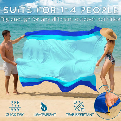 BYDOLL Beach Blanket Waterproof Sandproof Large Sand Free,78''X81''/10'X9' Oversized Sandless Lightweight Blanket Picnic Mat for Beach Travel Camping Hiking with Stakes