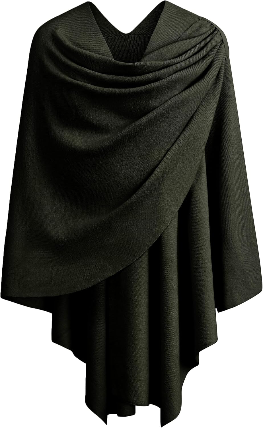 PULI Womens Large Cross Front Poncho Sweater Wrap Topper Knitted Elegant Shawls Cape for Fall Winter