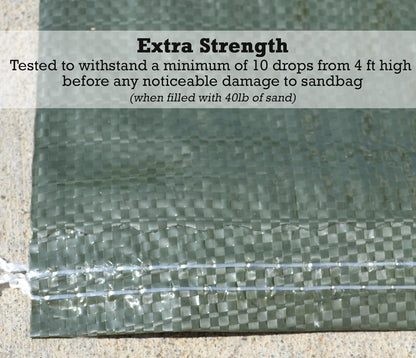 Polypropylene Olive Drab Rugged Sandbag | 14 Inches by 26 Inches | Pack of 15 | Military Grade | Protects Homes & Businesses From Flooding | Sand Bags Trusted by US Military & Red Cross