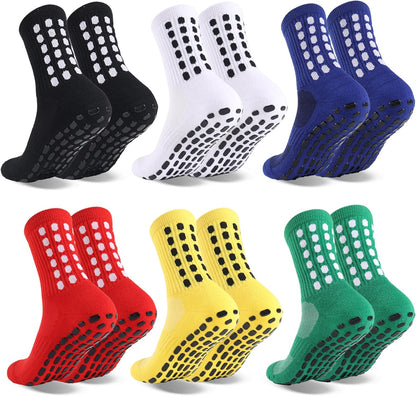 Barrlves 6 Pairs Grip Soccer Socks Colorful Non Slip Sports Football Basketball Hospital Yoga Socks for Men Women