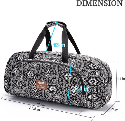 AROME Yoga Mat Bag for Women Men, Large Canvas Yoga Bag for 1/4" 1/3" 2/5" 1/2" Extra Thick Exercise Yoga Mat Gym Tote Sports Duffle Bag Carrying Bags with Wet Pocket & Shoulder Strap & Mat Strap
