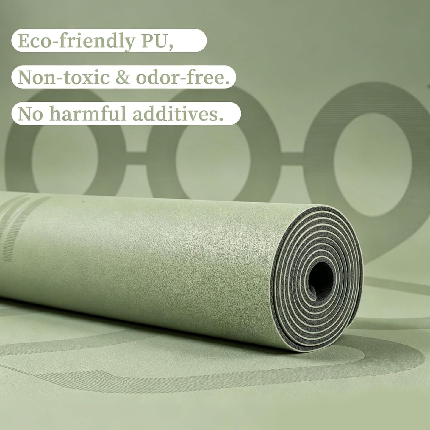 U&M Professional Non Slip PU Yoga Mat,Purple, Grey, Pink, Green 72x27 Inch 0.2" Thick Exercise Mat,| Sweatproof High Density | Anti-tear | Non-Slip Textured Surface | Natural Rubber Bottom Workout Mat for Women & Men Yoga Pilates Fitness