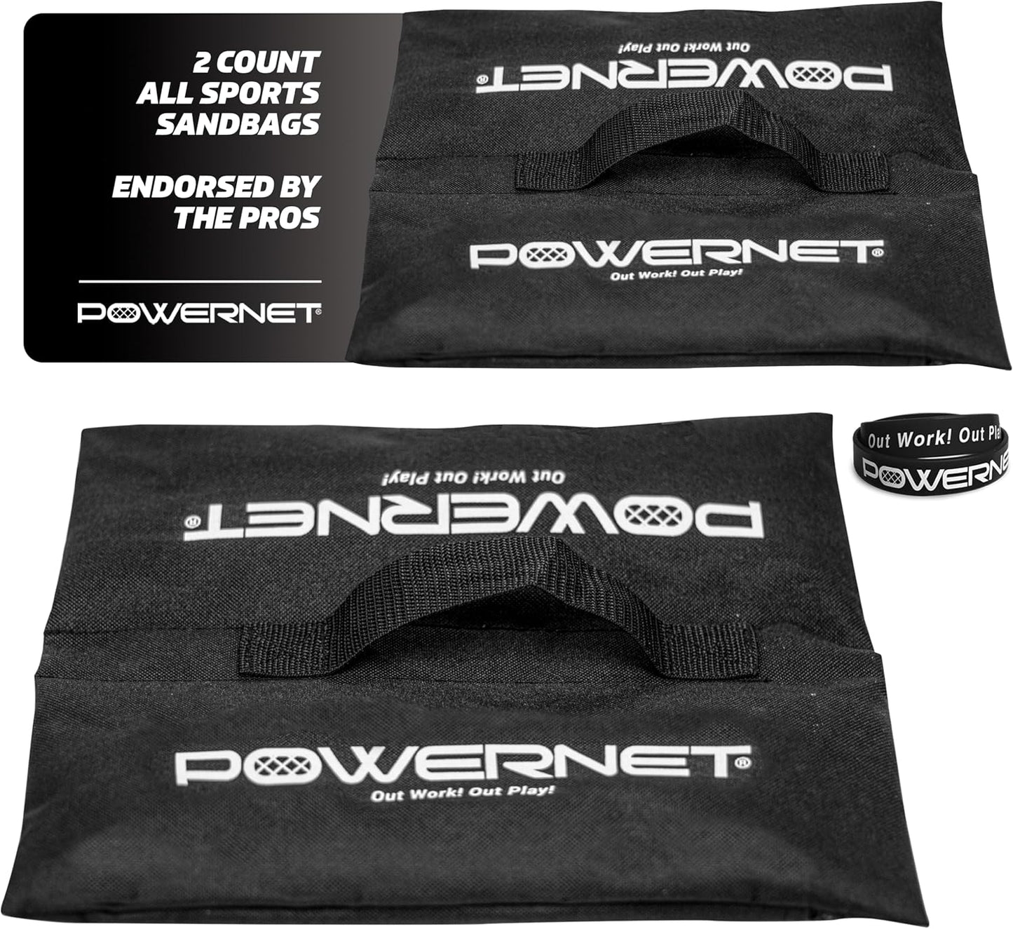 PowerNet All Sport Sandbags, Portable Soccer Goal Stability Sand Bags, Extra Weight for Football, Softball or Baseball Net, Fill Heavy Duty Bags with Sand or Weighted Balls