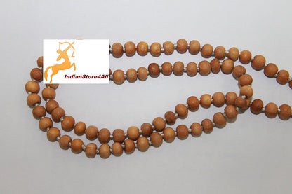 IS4A 8MM TULSI HOLY BASIL PRAYER BEADS JAPA MALA NECKLACE HAND KNOTTED. KARMA (108+1) BEADS. BLESSED & ENERGIZED HINDU TIBETAN BUDDHIST SUBHA ROSARY