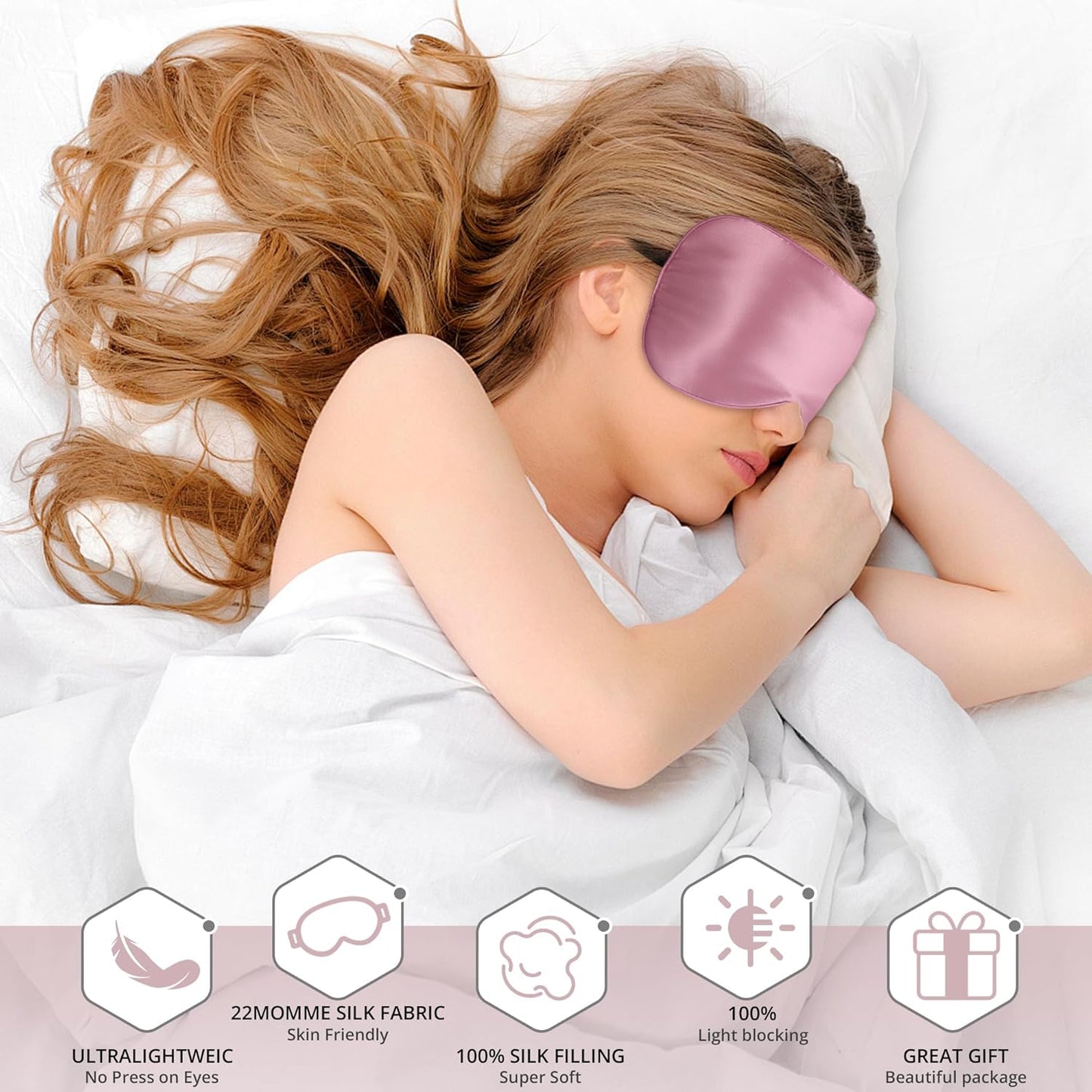 Sleep Mask, Silk Eye Mask for Sleeping with Adjustable Strap, Satin Blackout Sleeping Eye Mask for Men&Women, Comfortable Blindfold Eyeshade for Night Sleep(Black)