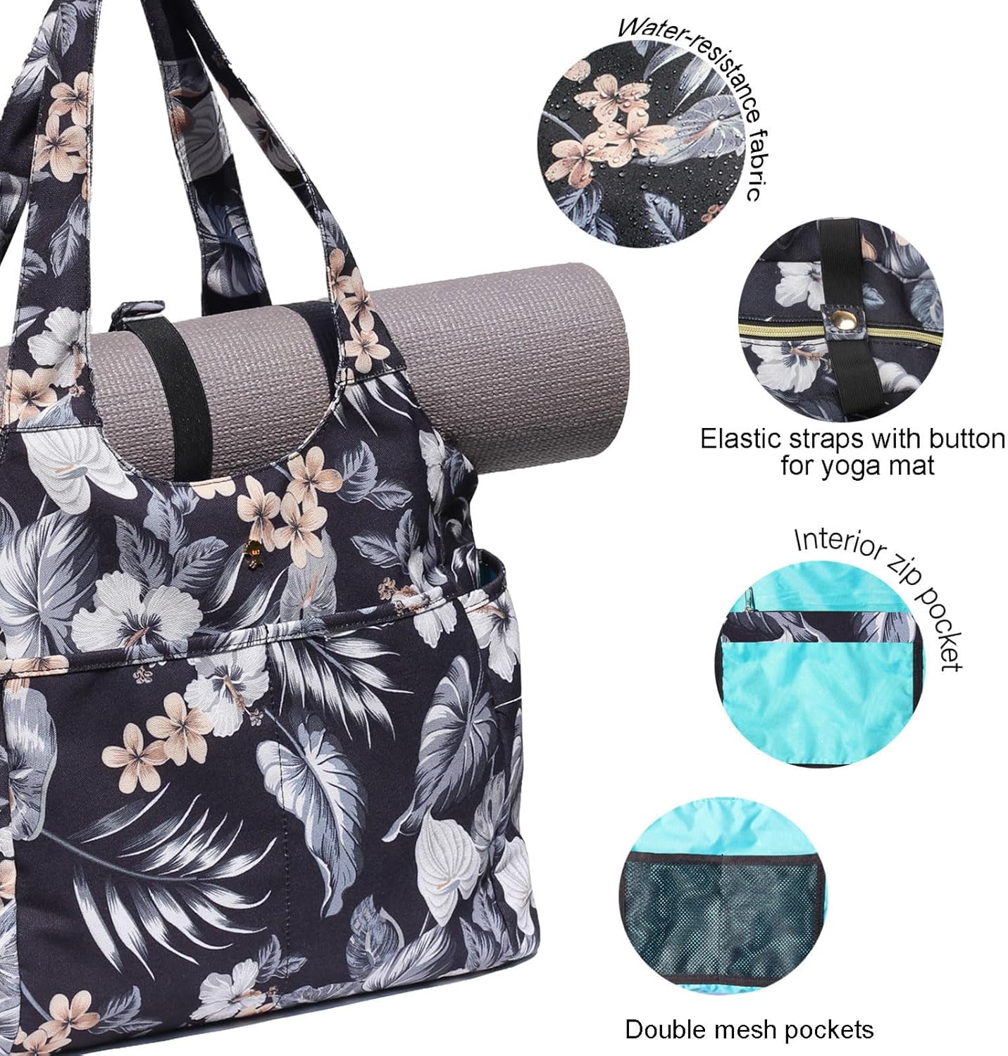 ESVAN Yoga Tote Bag Mat bag Women Shoulder Bags Carryall Tote for Travel Office Workout Gym Nurse Beach