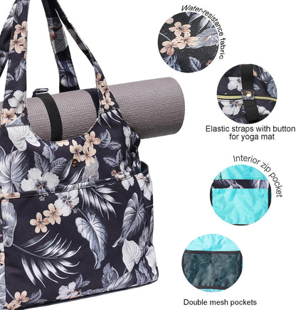 ESVAN Yoga Tote Bag Mat bag Women Shoulder Bags Carryall Tote for Travel Office Workout Gym Nurse Beach