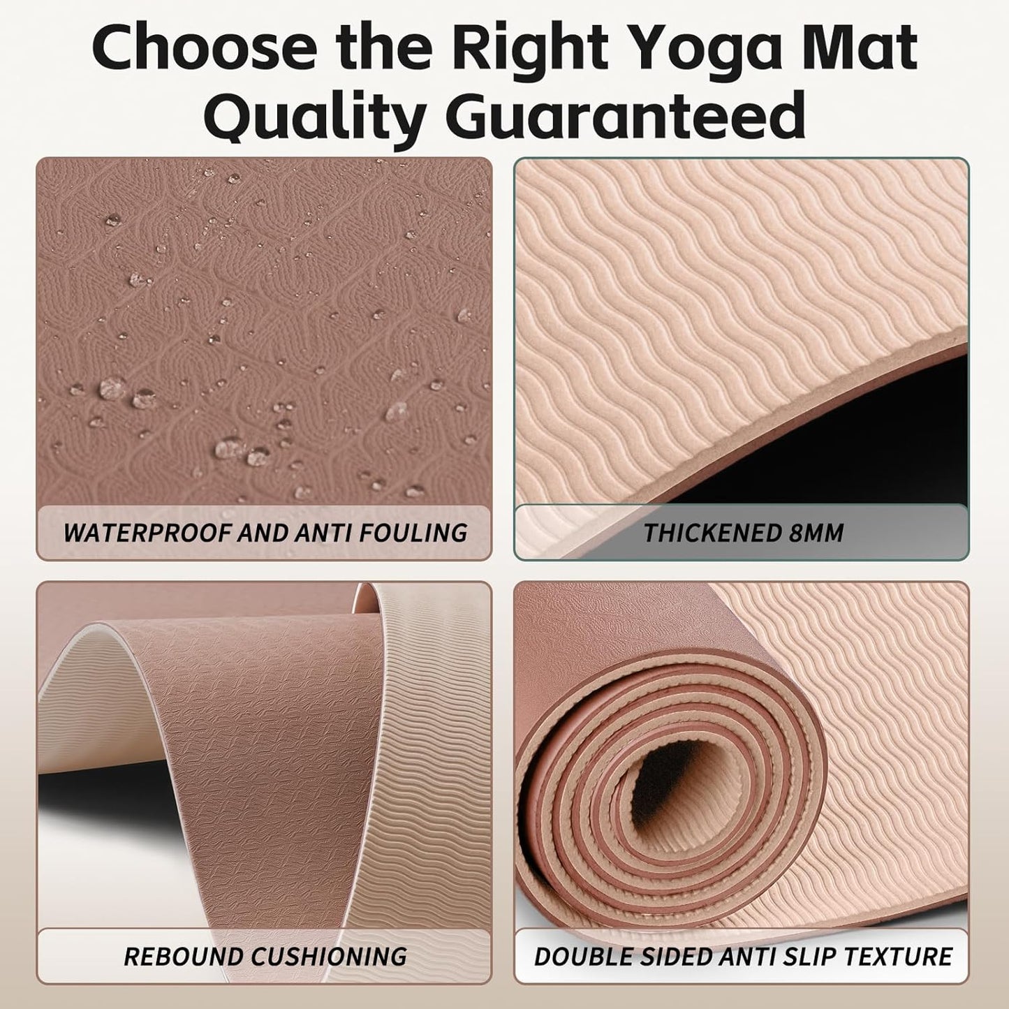 PAIDU Yoga Mat 8mm Super Thick TPE Fitness Mat | SGS Certified | Non-Slip, Odorless & Tear-Resistant | Unisex with Strap | for Yoga, Pilates, Meditation & Home Workouts
