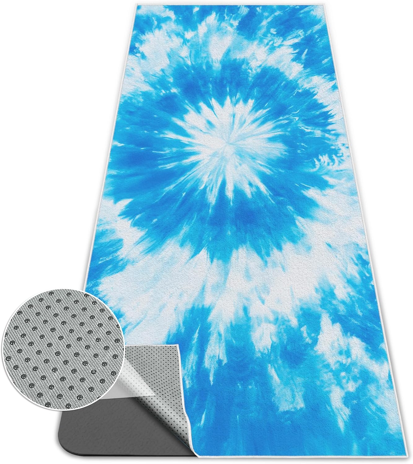 Yoga Mat Towel,Hot Yoga Towel High-Definition Pattern,Machine Washable with Ultra-Absorbent Yoga Towels for Hot Yoga Non Slip for Fitness,Exercise,Pilates,72 x 27 in,Pink and Green Gradient
