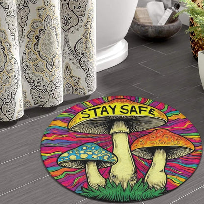 Home Decor Non Slip Kitchen Office Circle Rug, Machine Washable Modern Round Area Rug, Room Sofa Yoga Soft Round Carpet Purple Galaxy Trippy Space Astronaut Art, 36inch