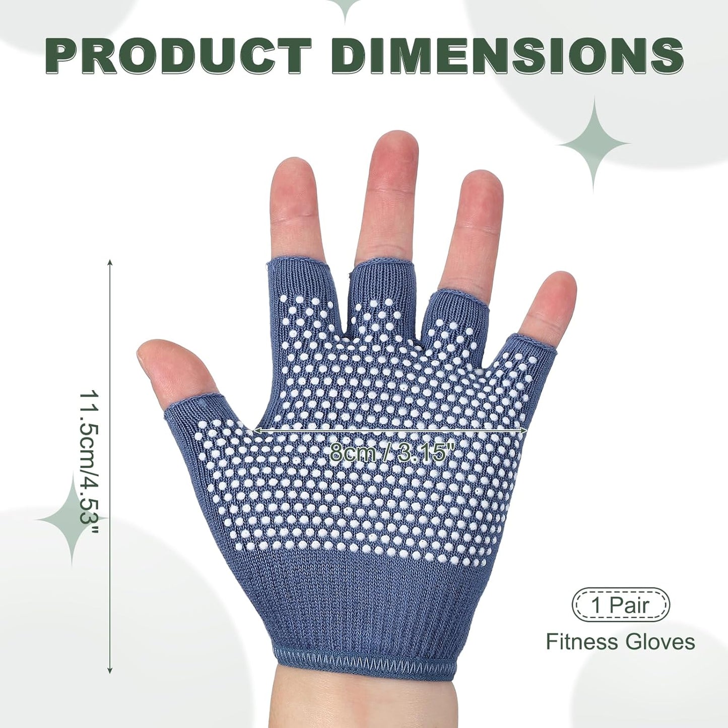 Yoga Gloves, Non Slip Fingerless Pilates Gloves Breathable Exercise Workout Mittens