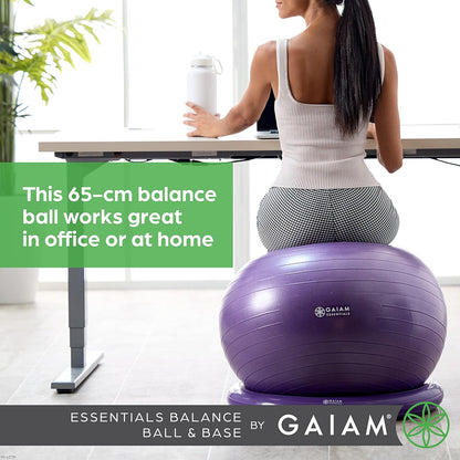 Balance Ball & Base Kit, Yoga Ball Chair, Exercise Ball with Inflatable Ring Base for Home or Office Desk, Includes Air Pump