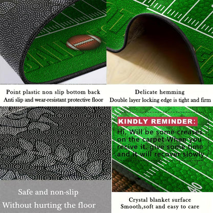 Sports Field Area Rug,5x7ft, Soccer Field Chalked Blackboard Football Stadium Board Painted Non-Slip Soft Carpet Floor Mat Indoor Living Room Bedroom Rugs Yoga Mat Home Decor
