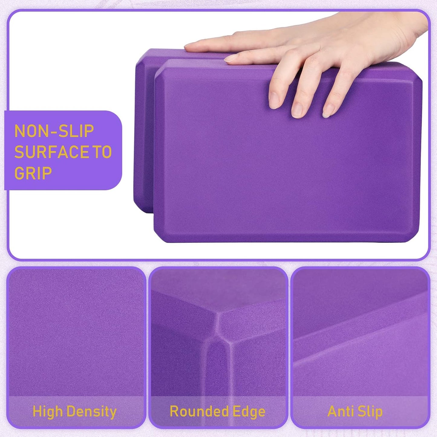 Wettarn 6 Pack Yoga Blocks 9 x 6 x 4 Inch EVA Foam Lightweight Non Slip Yoga Props for Pilates Stretching Meditation