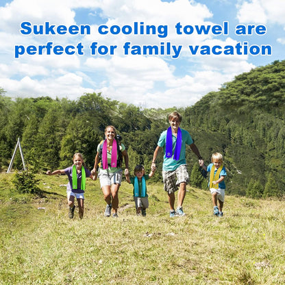 Sukeen [4 Pack Cooling Towel (40"x12"), Soft Breathable Chilly Microfiber Towel for Yoga,Sport,Running,Gym,Workout,Camping,Fitness,Workout & More Activities
