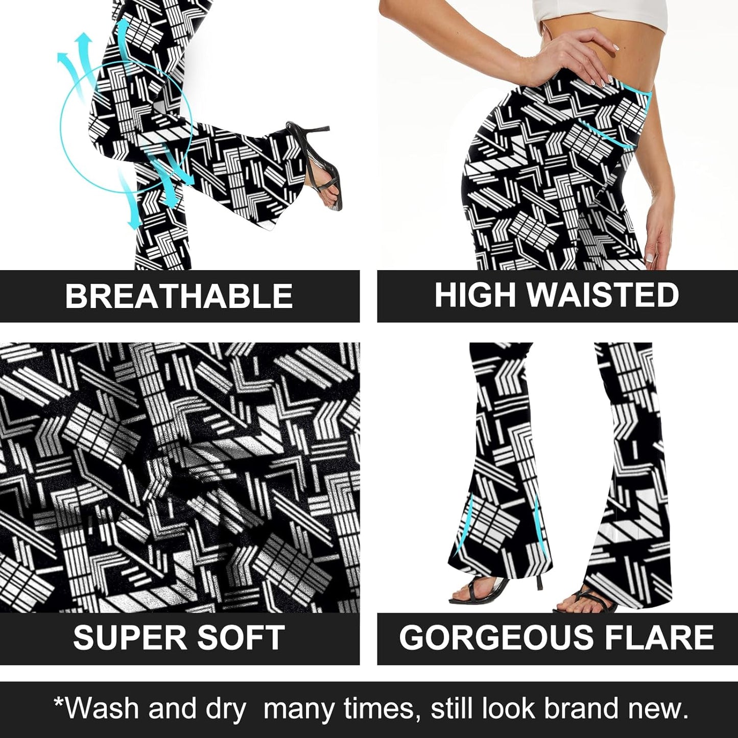 TNNZEET Black Flare Leggings for Women, Crossover Yoga Pants with Pockets Bootcut Flared Leggings