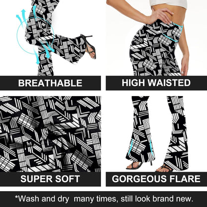 TNNZEET Black Flare Leggings for Women, Crossover Yoga Pants with Pockets Bootcut Flared Leggings