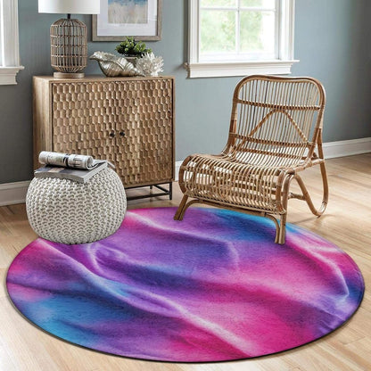 Soft Round Yoga Carpet, Office Chair Decor Round Mat for Carpet and Hardwood Floors Purple Butterfly