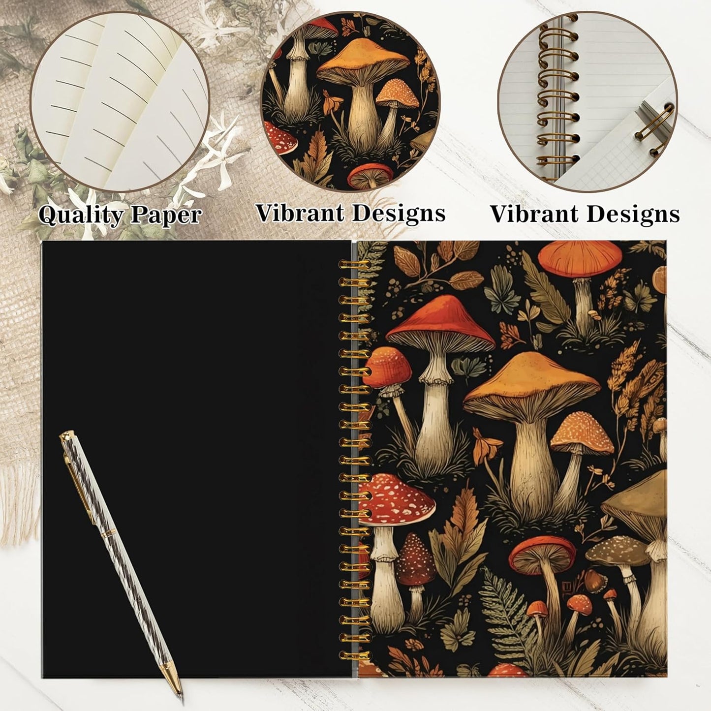 Journaling Notebooks for Women, Lotus Notebook -Meditation Yoga Spiritual Inspirational Planner Notebook Journal Gifts, A5 Spiral Journal Notebook Office Supplies Gifts for Women Birthday Christmas (Golden)