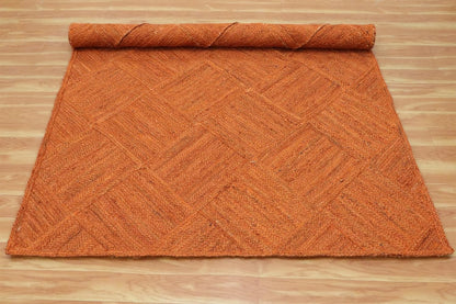 Hand Braided Jute 4 Ft Square Kilim Rug Flatweave Pink Geometric Pattern Jute Sisal Rug, Thick 0.27 Inch Indoor Outdoor Carpet for Kitchen, Bedside, Yoga Mat - Colors A