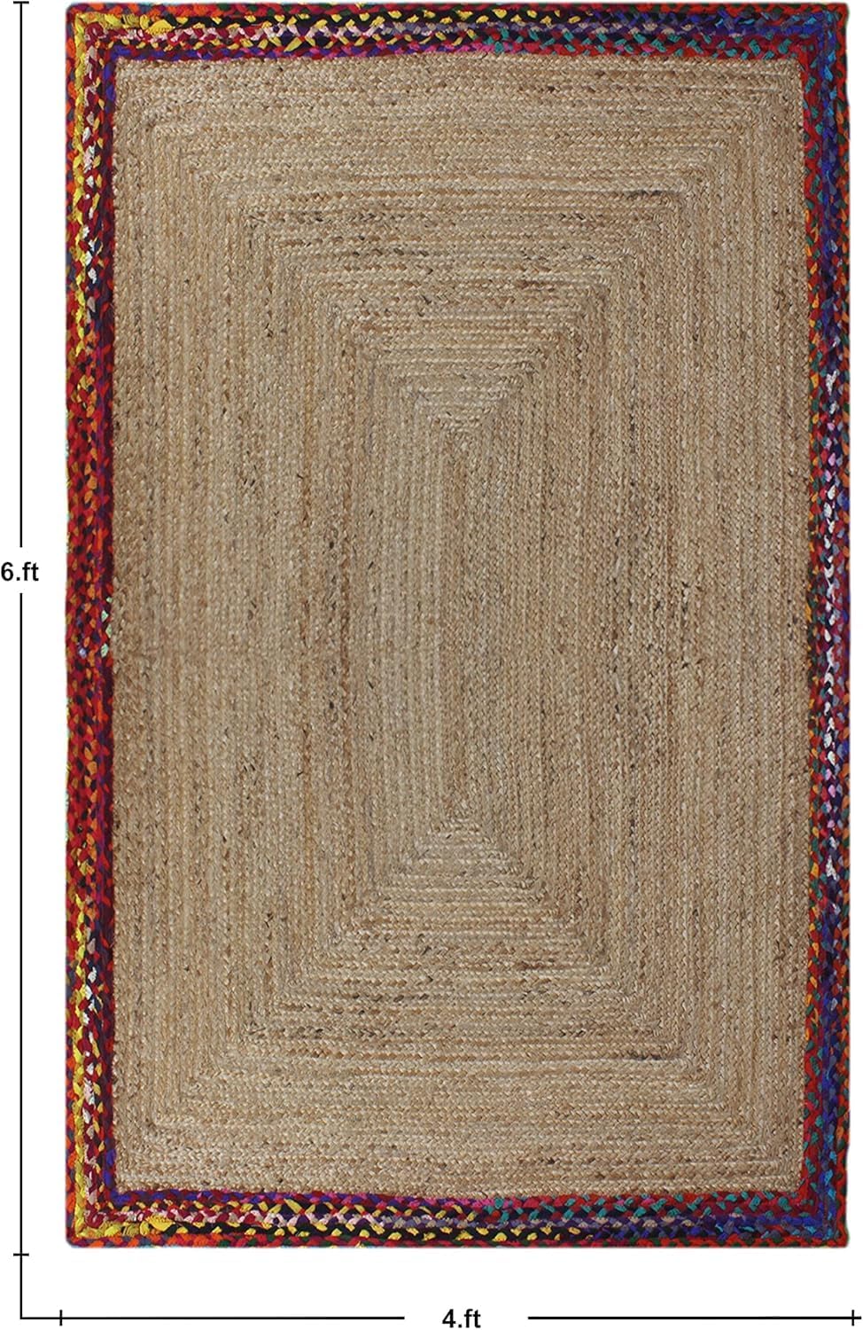 Kilim Rug 3' Round Area Rug Olive Beige White Braided Jute Carpet, Indoor Outdoor Flatweave Rug for Bedroom, Bedside, Kitchen, Beach & Terrace Yoga Mat - Colors B