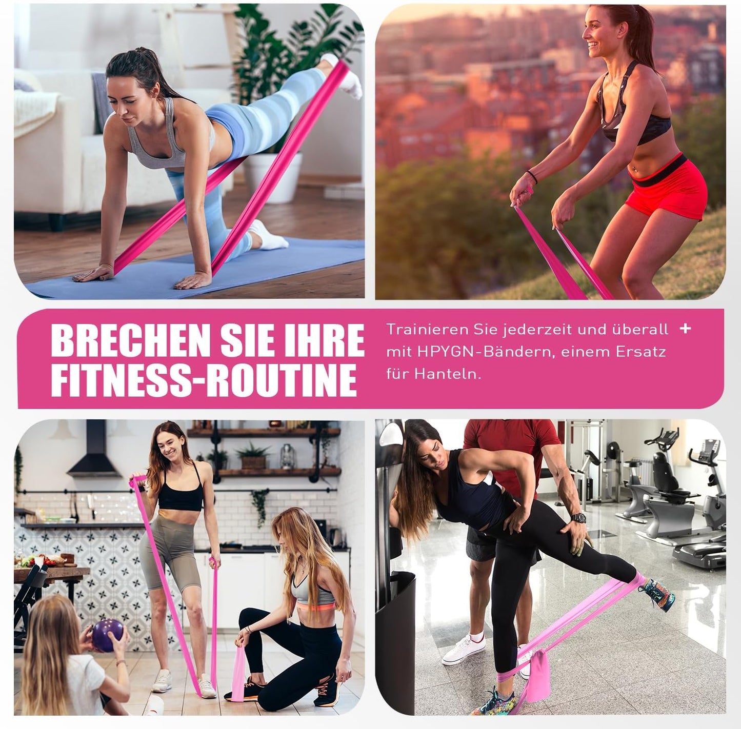 HPYGN 3 Levels Non-Latex Exercise Bands for Physical Therapy & Yoga, Professional Resistance Bands Set for Working Out, Strength Training, Pilates & Rehab, TPE Elastic Stretch Bands for Seniors, Women