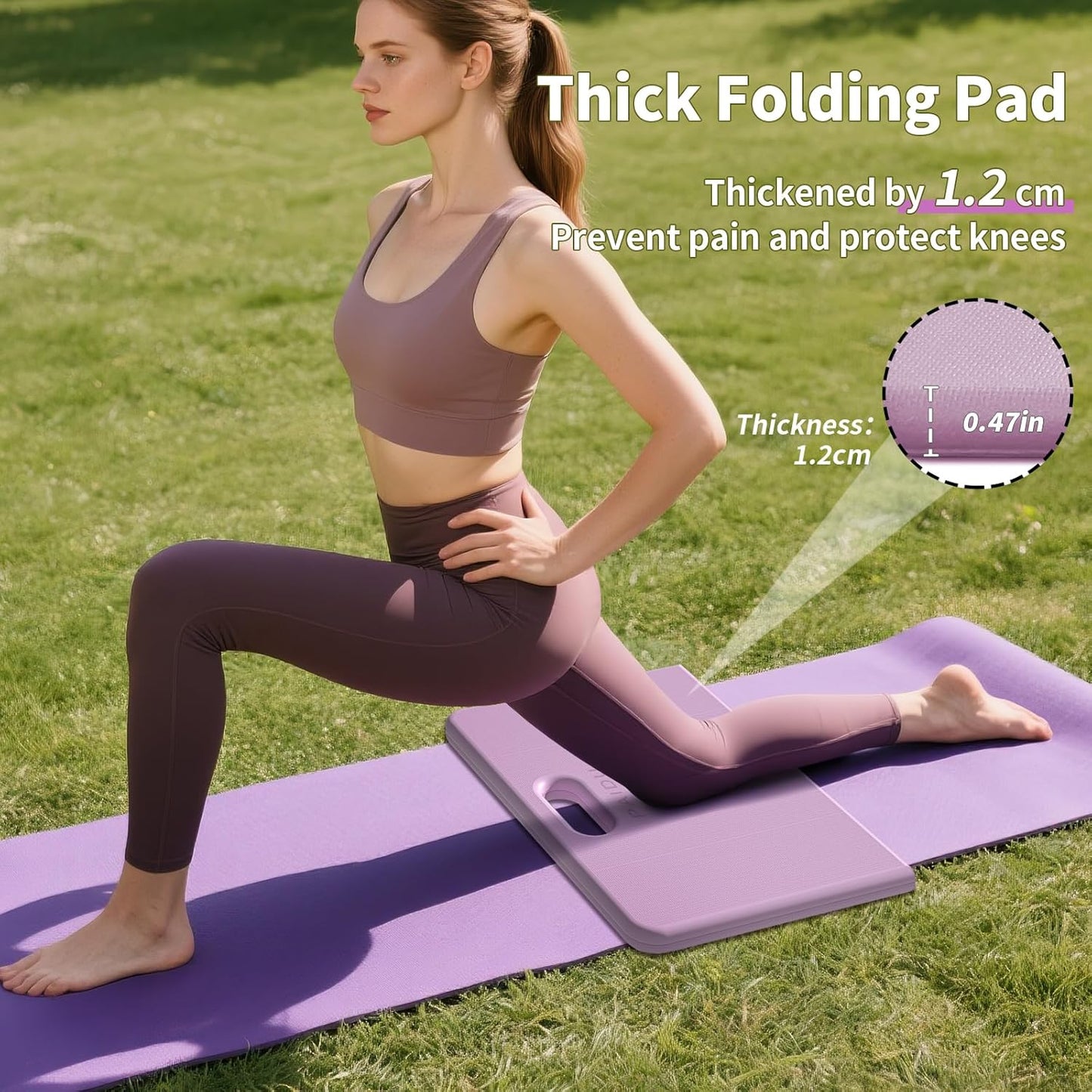 PAIDU Yoga Knee Pad - 1 Inch Thick with Extra Cushioning, Pain-Free for Knees, Elbows, Wrists and Back | Foldable and Multi-Functional, Suitable for Home Gym, Pilates, Plank, Abdominal Training Fitness Mat