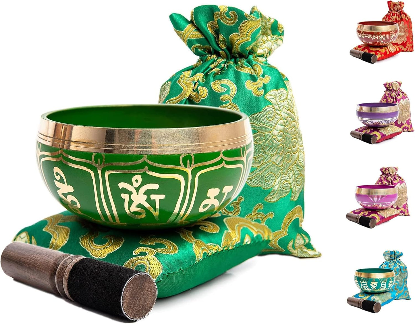 Tibetan Singing Bowl Set - Authentic Handcrafted Mindfulness Meditation Holistic Sound 7 Chakra Healing by Himalayan Bazaar (Turquoise)