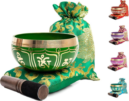 Tibetan Singing Bowl Set - Authentic Handcrafted Mindfulness Meditation Holistic Sound 7 Chakra Healing by Himalayan Bazaar (Turquoise)