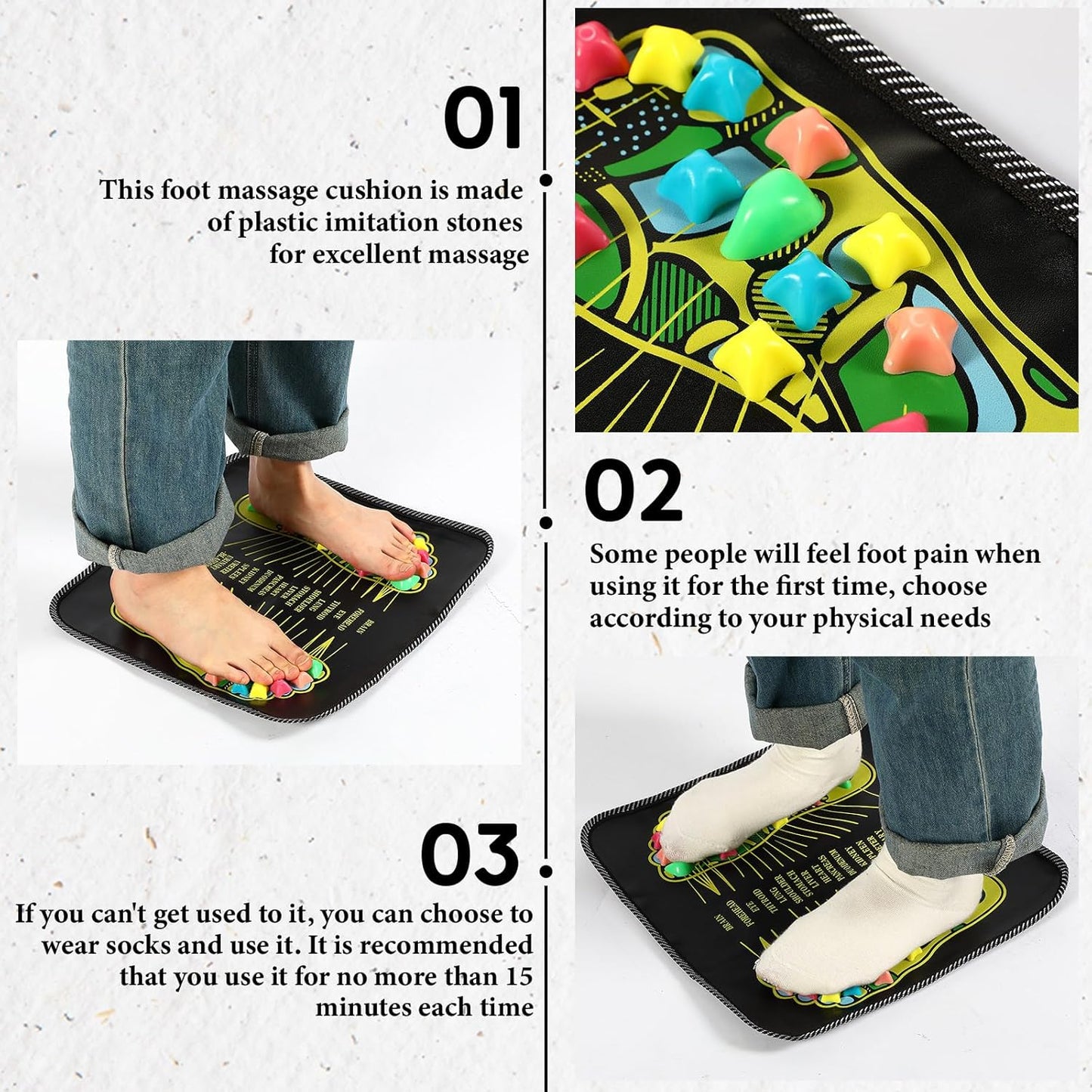 TrelaCo Foot Massage Mat Reflexology Walk Stone Road Foot Massage Acupoint Mat for Acupressure Relaxes for Long Sitting Elderly Students and Office Workers (27.56 x 13.78 Inches)