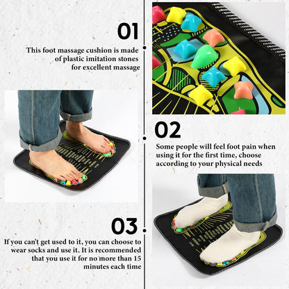 TrelaCo Foot Massage Mat Reflexology Walk Stone Road Foot Massage Acupoint Mat for Acupressure Relaxes for Long Sitting Elderly Students and Office Workers (27.56 x 13.78 Inches)