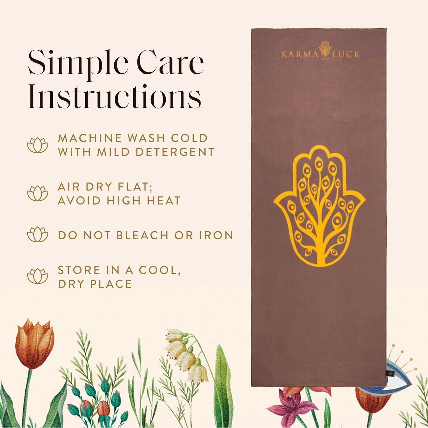 KARMA AND LUCK Radiant Protection Yoga Towel, Absorbent, Non-Slip Hot Yoga Mat Towel, Silicone Grip & Soft Terry Suede for Spiritual Energy Shield & Clarity, 26” x 72”