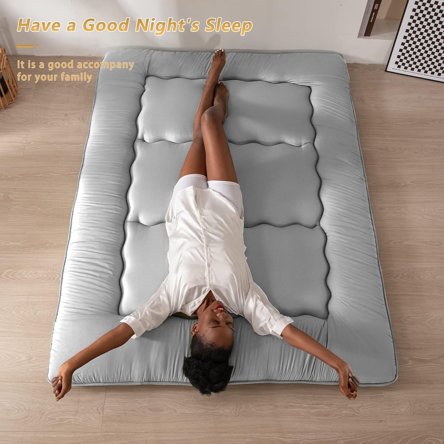 MAXYOYO Bohemian Retro Mattress Boho Floral Japanese Futon Mattress Tatami Floor Mat Foldable Portable Camping, Sleeping Pad, Lounger Couch Bed Full Size