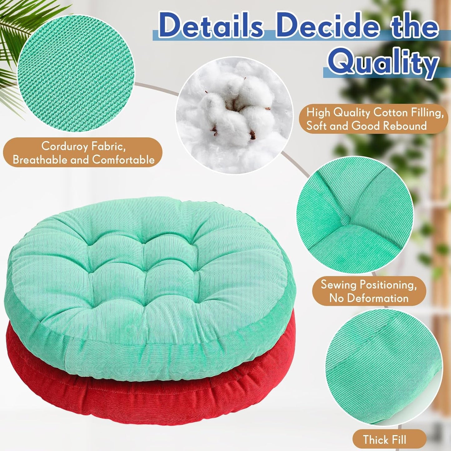 Jerify Floor Pillow Cushions Large Round Square Large Meditation Floor Pillow for Classroom Adult Meditation Picnic Party Seating Learning Daycare School(Square,Mixed Colors,4 Pcs)