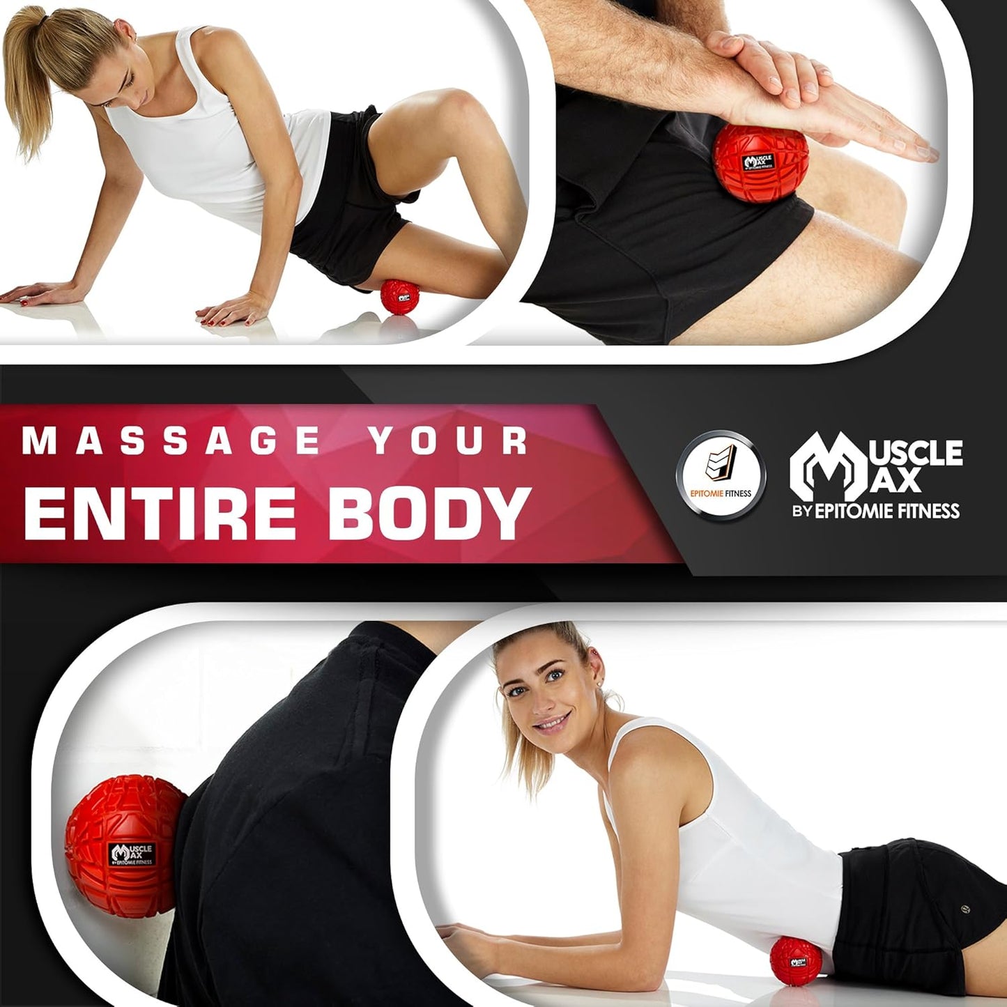 Muscle Max Massage Ball - Therapy Ball for Trigger Point Massage - Deep Tissue Massager for Myofascial Release - Mobility Ball for Exercise & Recovery