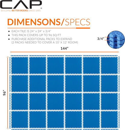 CAP Puzzle Exercise Mats | 3/4” Thick EVA Interlocking Foam Tiles for Home Gym Flooring | Multiple Options