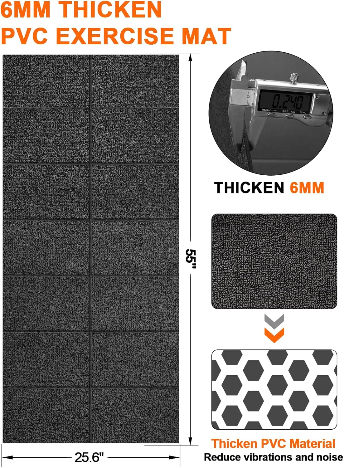 Treadmill Mat,70"x32",6mm Thickness Foldable Exercise Equipment Mat for Carpet Hardwood Floors, Compatible with Walking Pad,Spin Bike,Elliptical Trainer,Rowing Machine