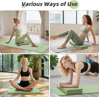 Foldable Yoga Mat,74"Lx32"Wx1/3"Thick,Folding Exercise Mat,Non-slip Wide Pilates Mats for Home Workout/Travel, Portable Yoga Mat Thick for Yoga/Pilates/Camping/Floor Exercises