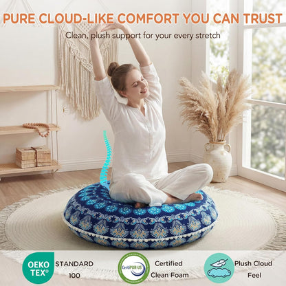 Codi Meditation Floor Pillow Set of 2, Round Large Pillows Seating for Adults, Bohemian Mandala Circle Cushion for Outdoor Fireplace Yoga Living Room, 32 Inch, Memory Foam Added, Purple Orchid NEW