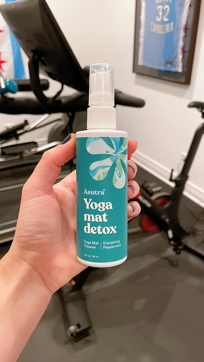 ASUTRA Yoga Mat Cleaner Spray (Peaceful Lavender), 4 fl oz - No Slippery Residue, Organic Essential Oils, Deep-Cleansing for Fitness Gear & Gym Equipment, Microfiber Towel Included