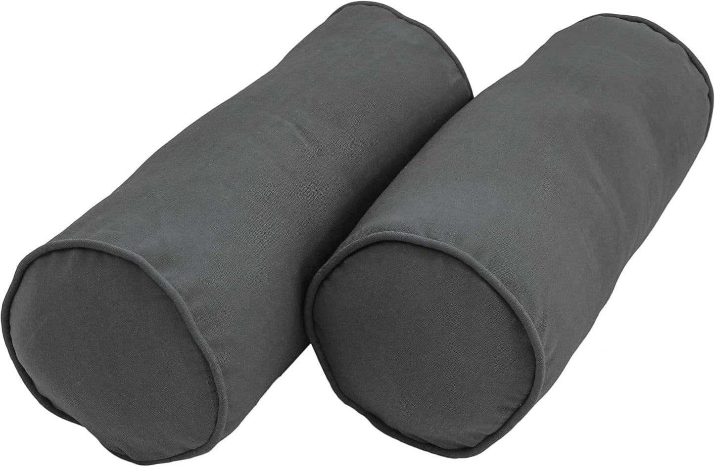 Blazing Needles Double-Corded Solid Twill Bolster Pillows with Inserts (Set of 2), 20" x 8", Burgundy