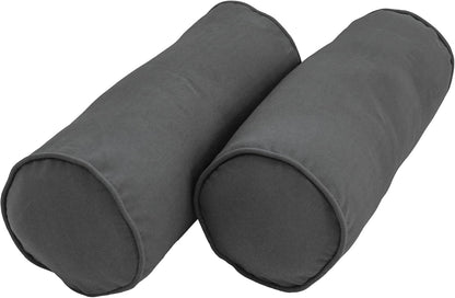 Blazing Needles Double-Corded Solid Twill Bolster Pillows with Inserts (Set of 2), 20" x 8", Burgundy