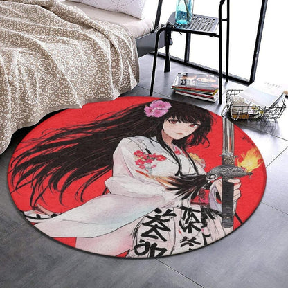Machine Washable Modern Round Area Rug, Room Sofa Yoga Soft Round Carpet, Home Decor Non Slip Kitchen Office Circle Rug Union Jack Flag UK Mandala Art, 60inch